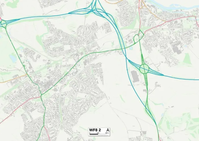 Framed Print : Wakefield WF8 2 Print Map Sector Framed Print : Wakefield WF8 2 Print Map Sector