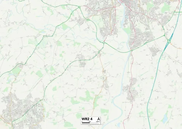 Framed Print : Worcester WR2 4 Print Map Sector Framed Print : Worcester WR2 4 Print Map Sector