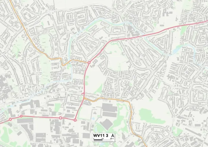 Framed Print : Wolverhampton WV11 3 Print Map Sector Framed Print : Wolverhampton WV11 3 Print Map Sector
