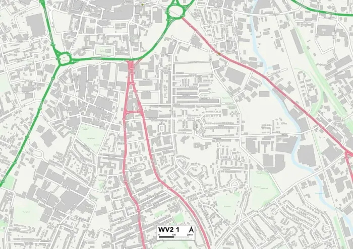 Framed Print : Wolverhampton WV2 1 Print Map Sector Framed Print : Wolverhampton WV2 1 Print Map Sector