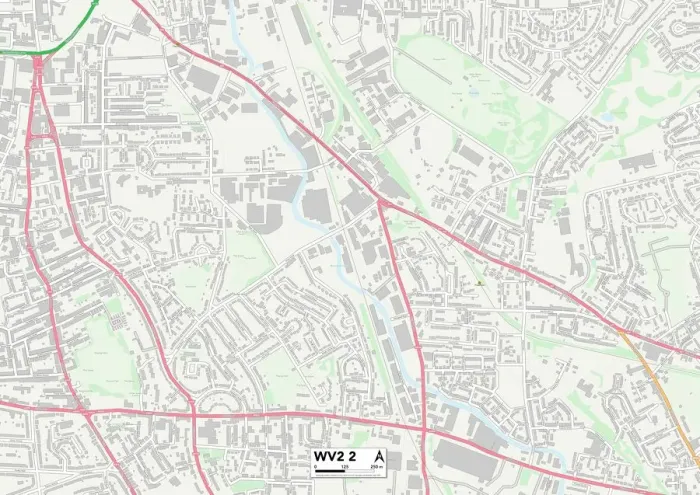 Framed Print : Wolverhampton WV2 2 Postcode Sector Map Print Framed Print : Wolverhampton WV2 2 Postcode Sector Map Print