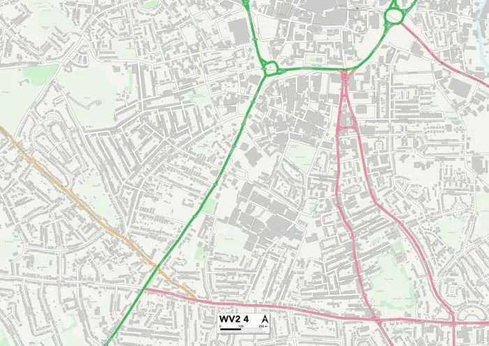 Framed Print : Wolverhampton WV2 4 Print Map Sector Framed Print : Wolverhampton WV2 4 Print Map Sector
