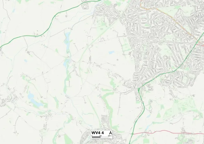 Framed Print : Wolverhampton WV4 4 Print Map Postcode Sector Framed Print : Wolverhampton WV4 4 Print Map Postcode Sector