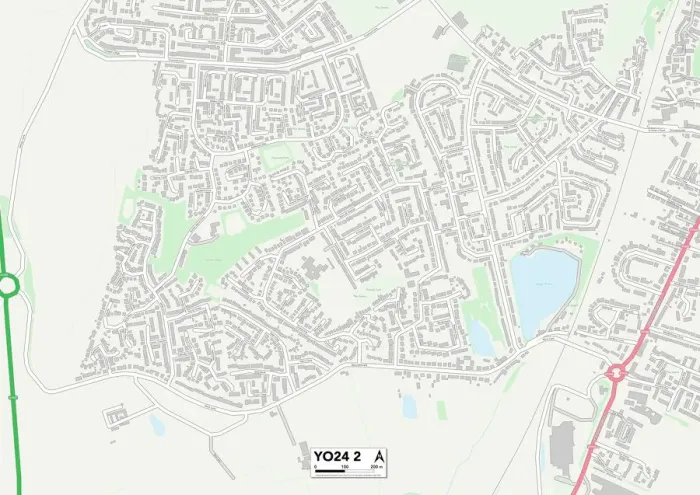 Framed Print : York YO24 2 Print Map Sector Framed Print : York YO24 2 Print Map Sector
