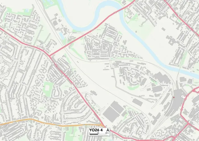 Framed Print : York YO26 4 Postcode Sector Print Map Framed Print : York YO26 4 Postcode Sector Print Map