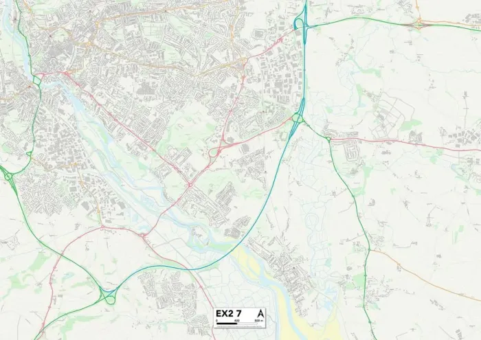 Framed Print : Exeter EX2 7 Print Map Sector Framed Print : Exeter EX2 7 Print Map Sector