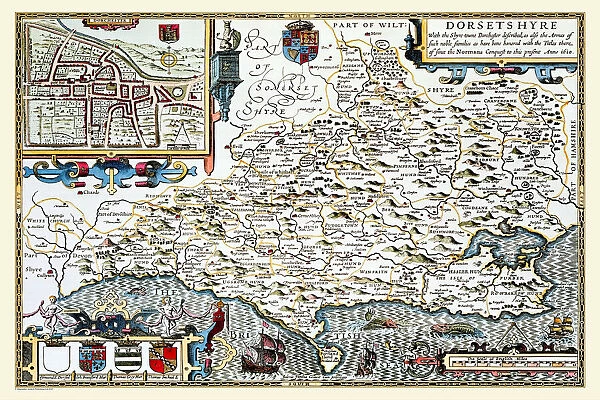 Old County Map of Dorsetshire 1611 by John Speed