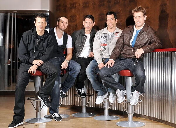 1980s  /  1990s boy band New Kids on The Block pose for the camera at the launch of their