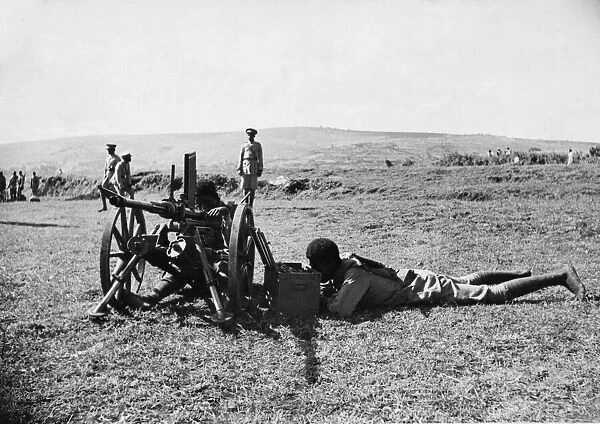 Abyssinian War September 1935 Abyssinian mobile gun team seen here in action