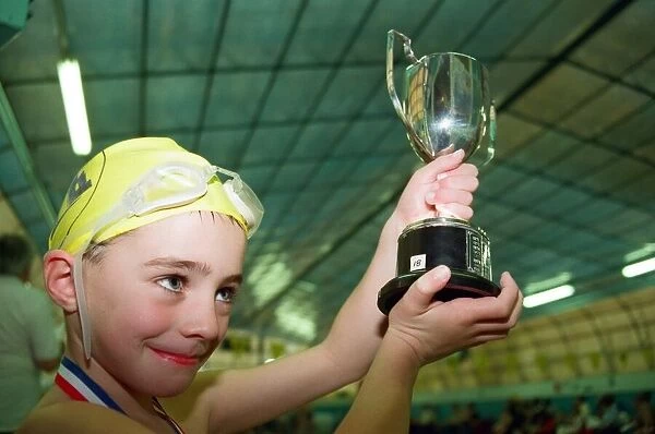 Action at the Guisborough Swimming Club Gala - Winner Christopher Wilkinson showing off