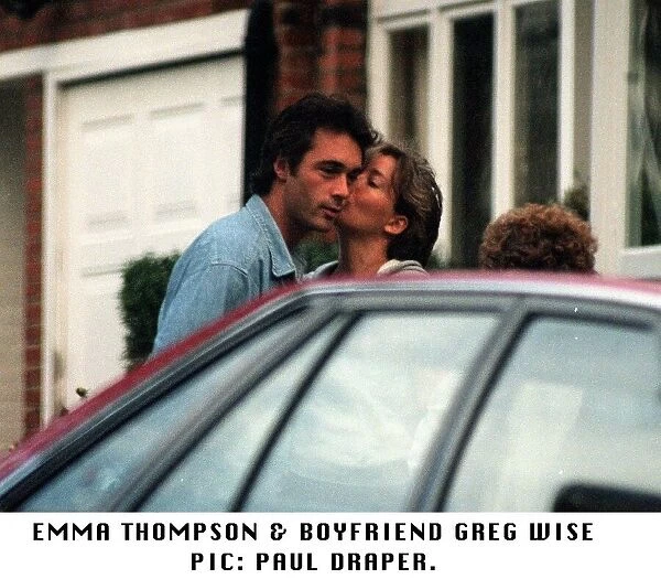 Actress Emma Thompson with boyfriend actor Greg Wise outside their North London home they