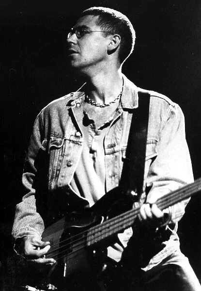 Adam Clayton performs with the band U2 at the N. E. C. Birmingham. 3rd June 1987