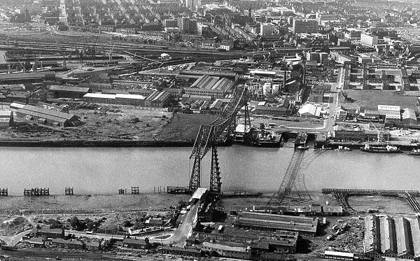 Aerial view of The Tees Transporter Bridge, Middlesbrough, North Yorkshire