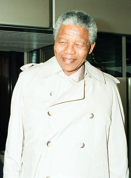 African Congress Leader Nelson Mandela seen here arriving at Heathrow Airport for a