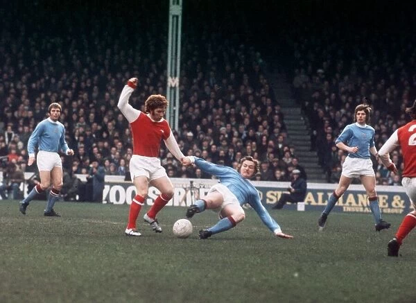 Alan Ball of Arsenal in action against Manchester City at Highbury Circa 1972