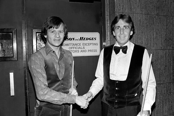 Alex Higgins and Terry Griffiths, February 1981