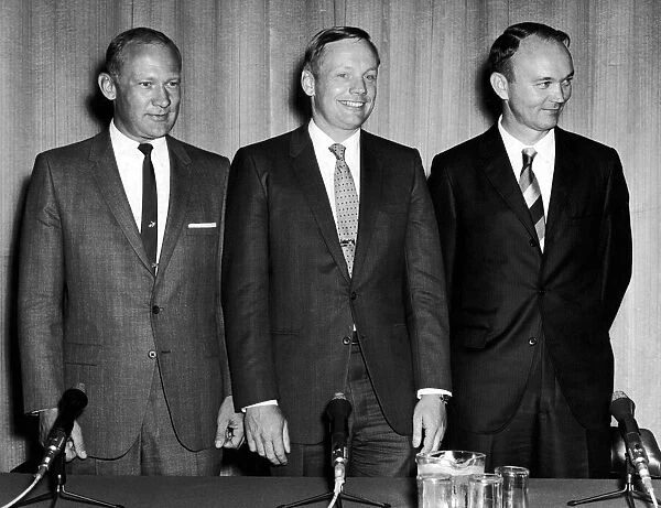 Americas three Apollo 11 astronauts seen here at a press conference at the US