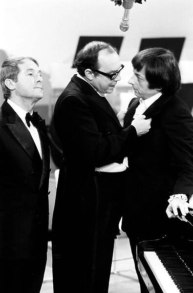 Andre Previn with Eric Morecambe Ernie Wise 1971 during recording of Morecambe