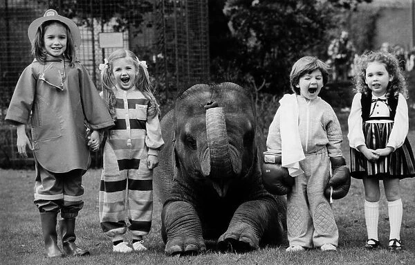 Animals - Children with Elephants. February 1983 P000473