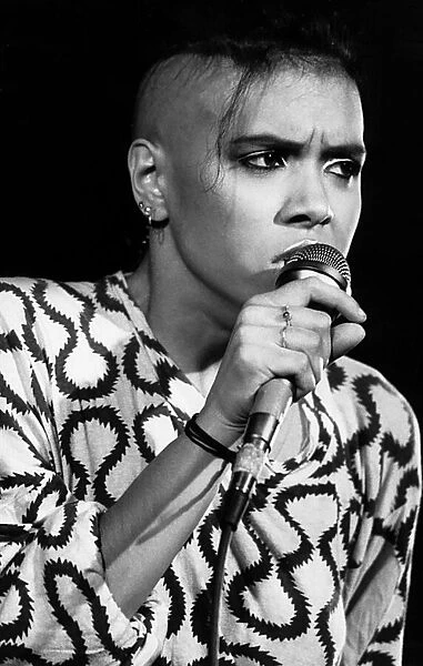 Annabella Lwin pop singer on stage in Cardiff 1981