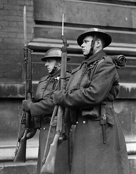 Army Sentries guard a government building in London January 1942
