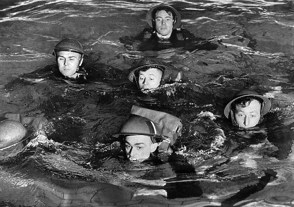 Army Traning: Swimming in full back. March 1941 P014906
