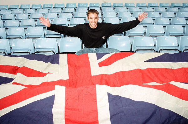 Aston Villa football player Gareth Southgate celebrates his England call up
