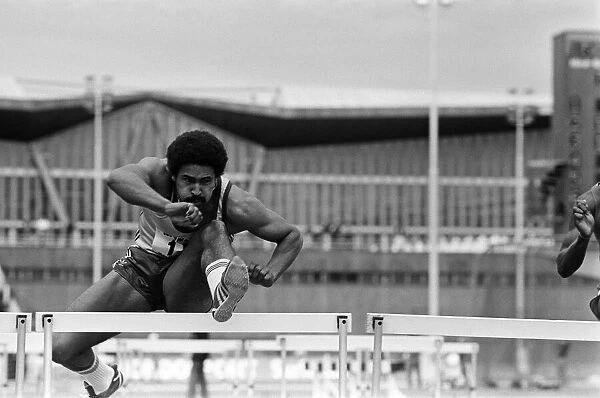 Athlete, Daley Thompson, competing in the Mondo Surfaces Southern Counties Championships