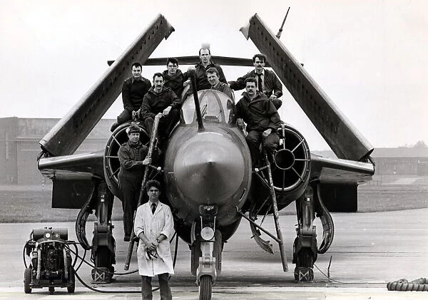 Aviation - RAF St Athan - Chief techinician Paul Cavanagh with his service crew on a