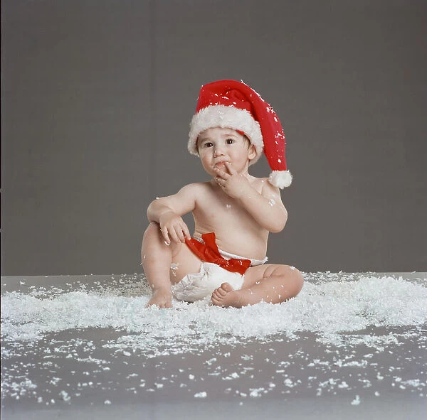 Baby wearing Christmas Hat, Circa December 1997