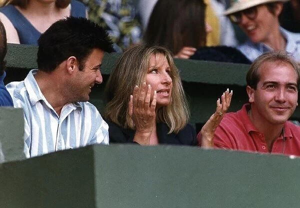 Barbra Streisand singer and actress sits at Wimbledon Tennis Championships