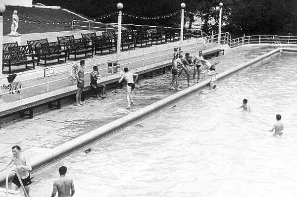 Bathers enjoying the outdoor pool at Trentham Page 50 TWWW Potters Holiday Circa