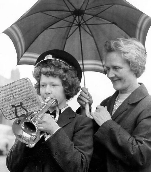 Bedlington Miners Picnic - Christine Blythe, aged 13, a cornet player from Dudley
