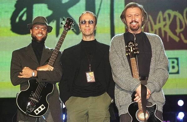 The Bee Gees at Brit music awards at Earls Court where they received a ward for their