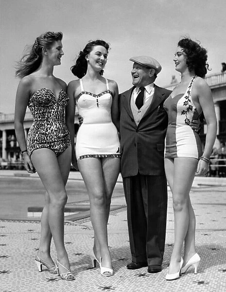 Blackpool Bathing Beauty competition today. Albert Modley who judged hear with the first