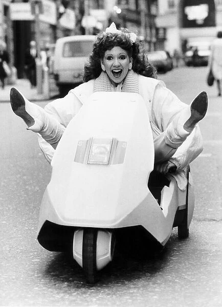 Bonnie Langford Actress driving a Sinclair C5 Motor Cars February 1985