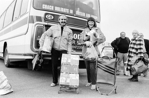 Booze shopping in Boulogne. Barry Segrott and wife Elizabeth with their beer