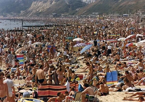 Bournemouth Beaches on August Bank Holiday Monday August 1991