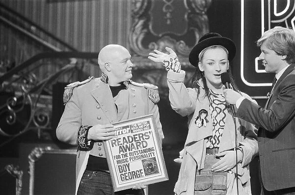 Boy George, from the pop group Culture Club, receives The Daily Mirror Readers Award