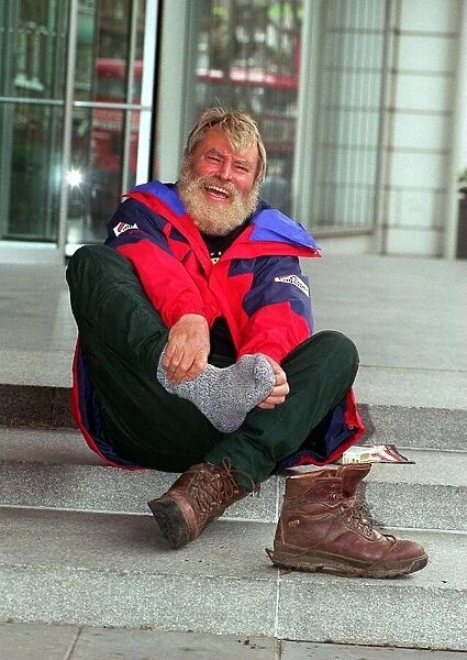 Brian Blessed the actor is safe home from Everest and at a photocall for Channel 4TV