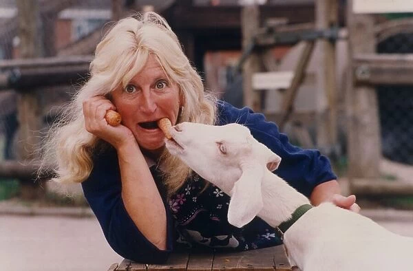 Bridgette the goat takes a carrot from Sandra Wilcox of Coventrys City Farm