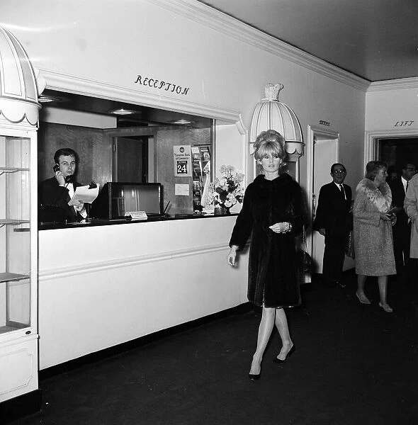 Brigitte Bardot (30) actress pictured leaving the Westbury Hotel in Mayfair