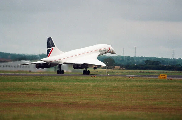 British Airways Concorde G-BOAF seen here touching down on runway 07  /  25 at Newcastle