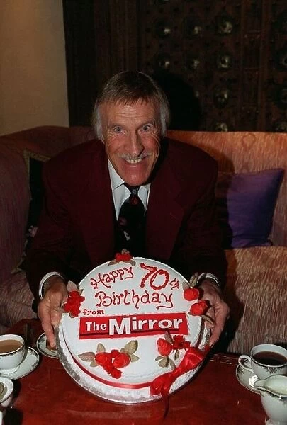 Bruce Forsyth TV Presenter February 98 Holding a birthday cake given to him by