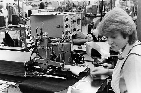 Burtons menswear factory in Guisborough. Stitching a pocket