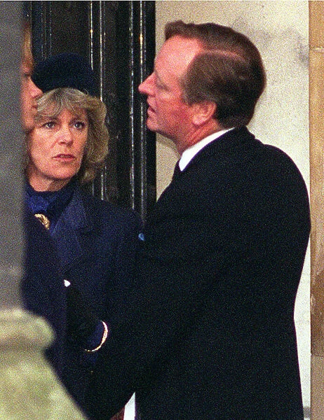 Camilla Parker Bowles and husband Andrew Parker Bowles attend memorial service for