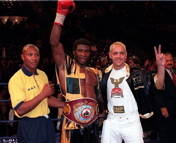 Carl Thompson Boxer celebrates Sheffield Arena July 1998 Thompson defeated Chris