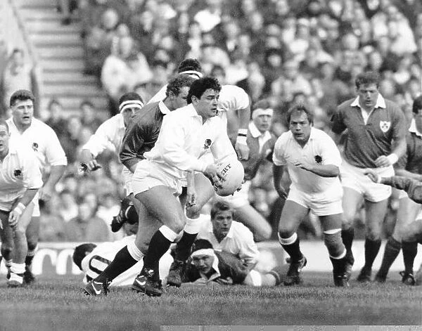 Will Carling England Rugby Union Captain. Shown running with the ball while playinfg for