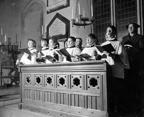 Carols by candlelight at Downe in Kent December 1952 Neg No C6311