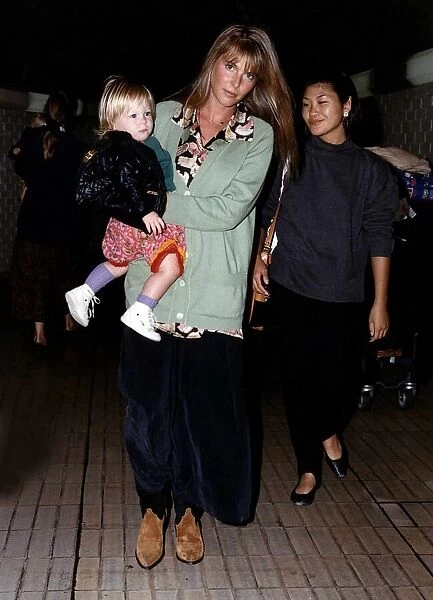 Catherine Oxenberg Actress and baby India arrive at Heathrow Airport